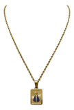 Corrente Corda Baiana 45cm C/ Pingente N.sra Banhado A Ouro