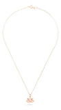 Colar Prata 925 + Pingente Flor De Lotus Quartz Ouro Rose Azul