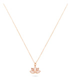 Colar Prata 925 + Pingente Flor De Lotus Quartz Ouro Rose Azul
