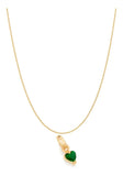 Colar + Pingente Coração Cristal Colorido 42cm Banhado Ouro